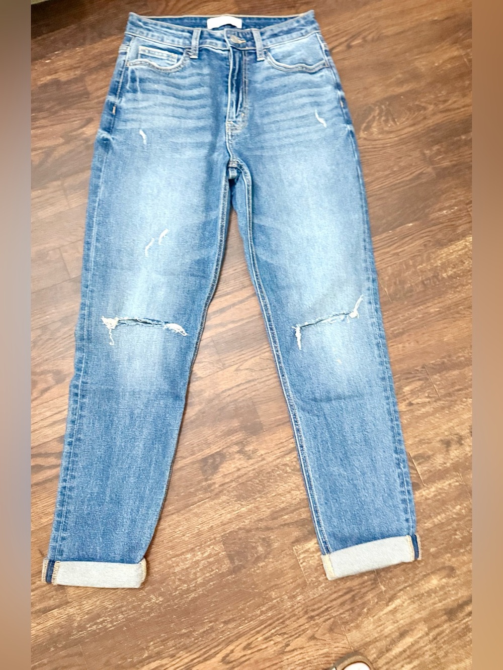 VERVET BY FLYING MONKEY Light Blue Distressed Boyfriend Jeans
